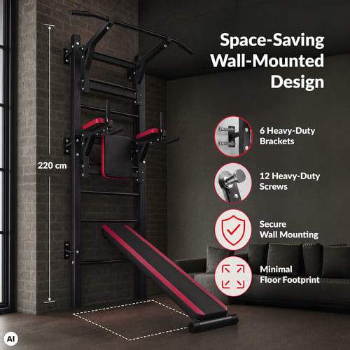 Training dip bars with wall ladder attachment HS-1008K_9