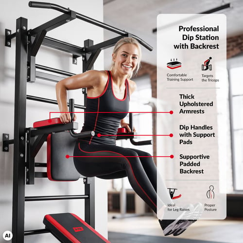 Training dip bars with wall ladder attachment HS-1008K_8
