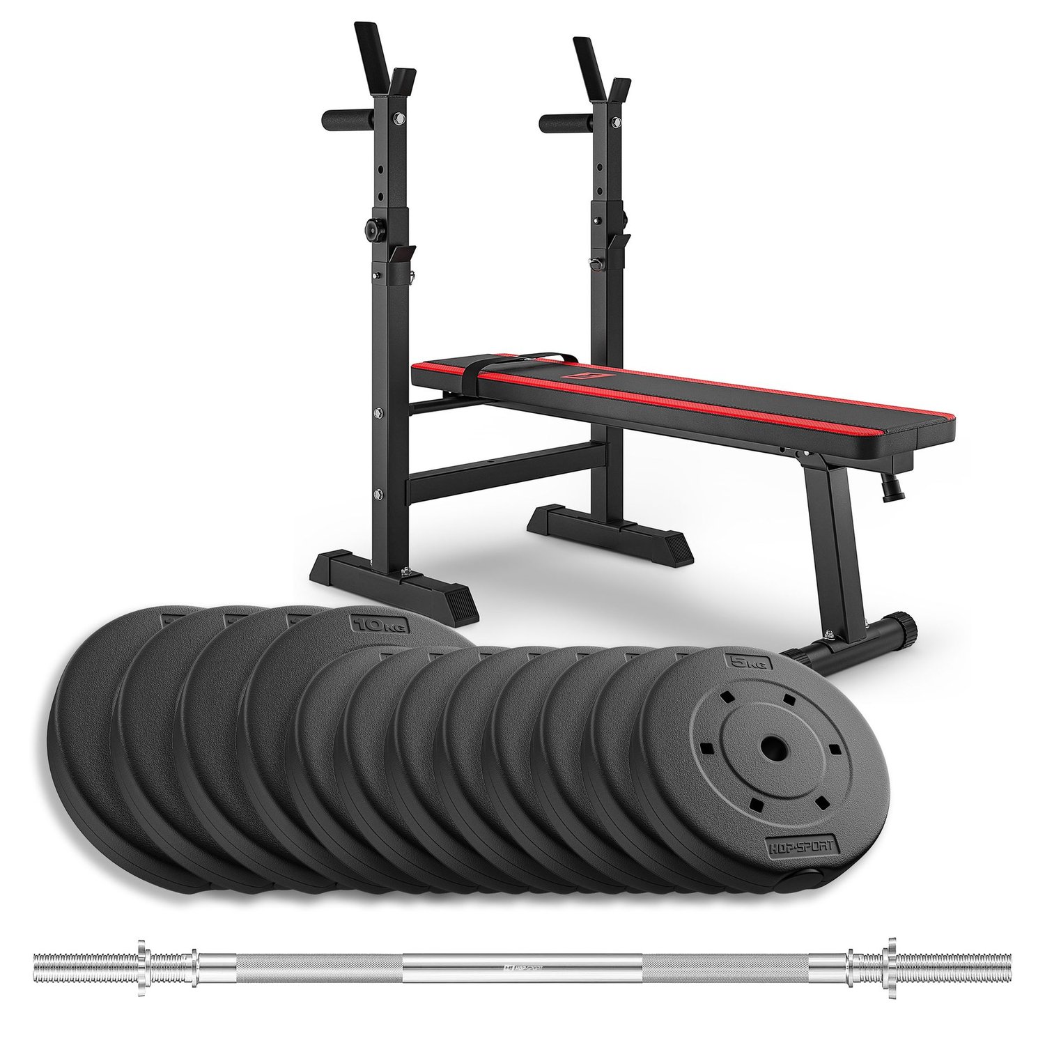 Composite Weight Plates Set 80 kg With 1080 Bench And Straight Barbell