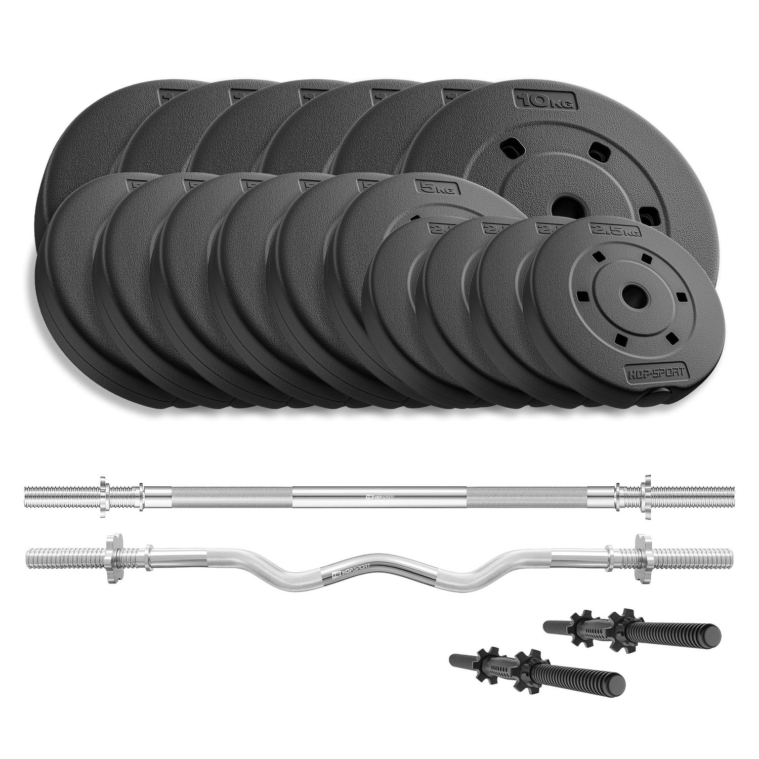 Composite Barbell & Dumbbell Set 100 kg (Straight Bar, Curl Bar, Short Bars)