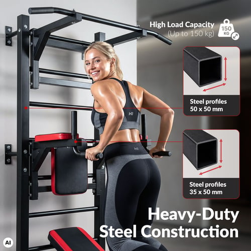 Training dip bars with wall ladder attachment HS-1008K_6