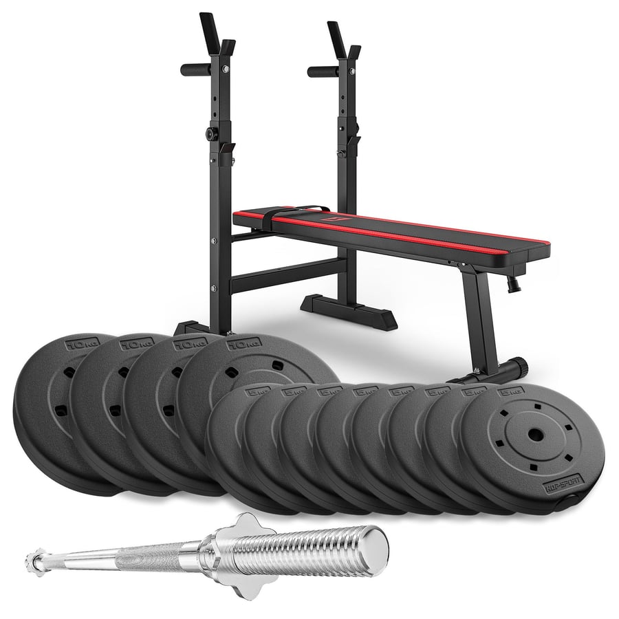 Composite Weight Plates Set 80 kg With 1080 Bench And Straight Barbell
