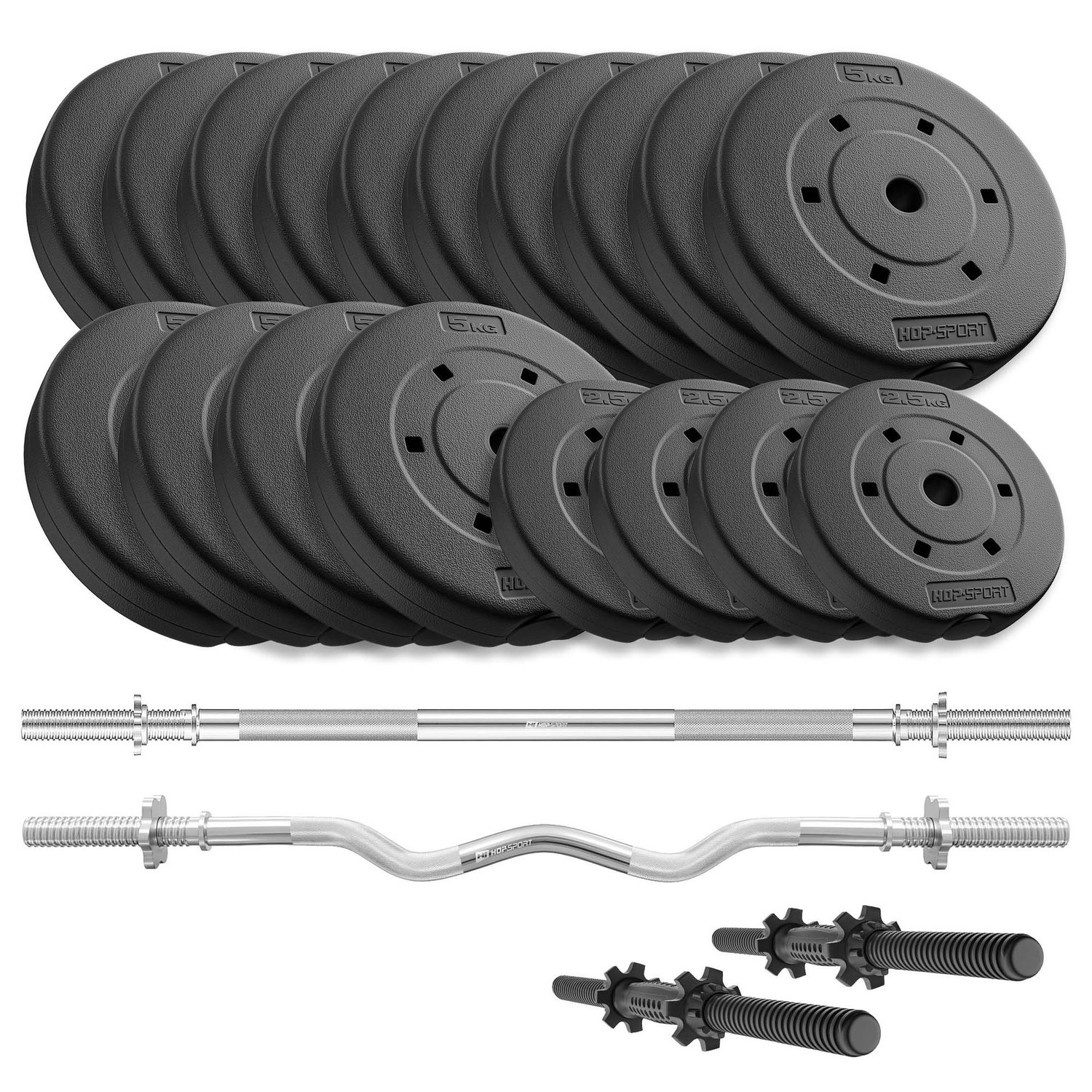 Composite Barbell & Dumbbell Set 80 kg (Straight Bar, Curl Bar, Short Bars)