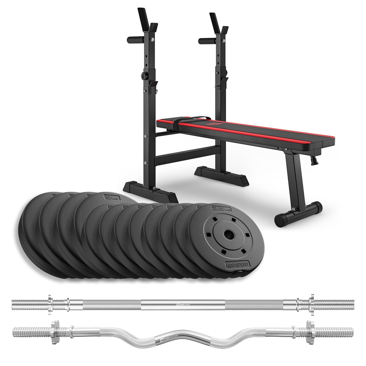 Composite Weight Plates Set 40 kg With 1080 Bench (Straight Bar, Curl Bar)