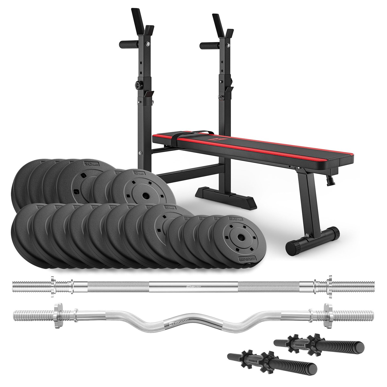 Composite Weight Plates Set 100 kg with 1080 Bench And 3-Bar Options