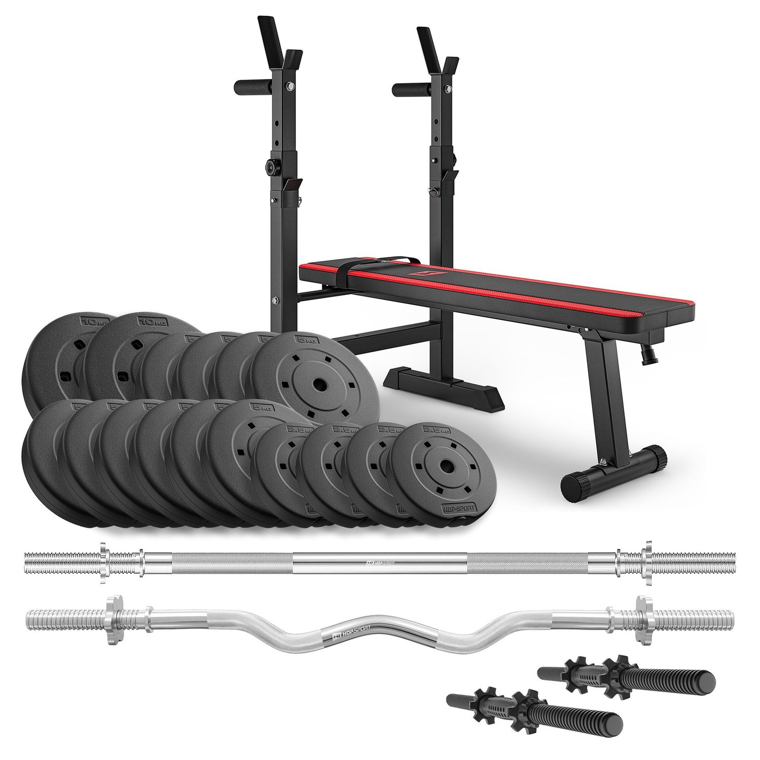 Composite Weight Plates Set 80 kg with 1080 Bench And 3-Bar Options