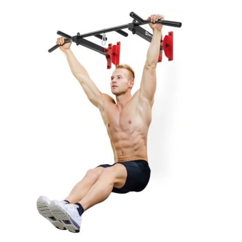 Hanging leg raise on Hop-Sport wall-mounted pull up bar