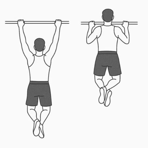 Illustration showing starting and ending positions of a proper pull-up