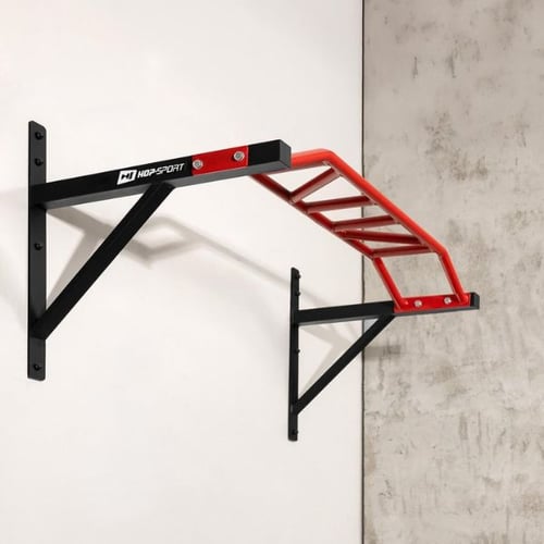 Hop-Sport pull up bars mounted on the wall and doorway for home strength training setup