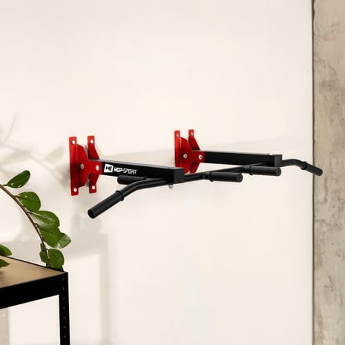Hop-Sport wall-mounted pull-up bar with angled grips for upper body exercises like Australian Pull Ups
