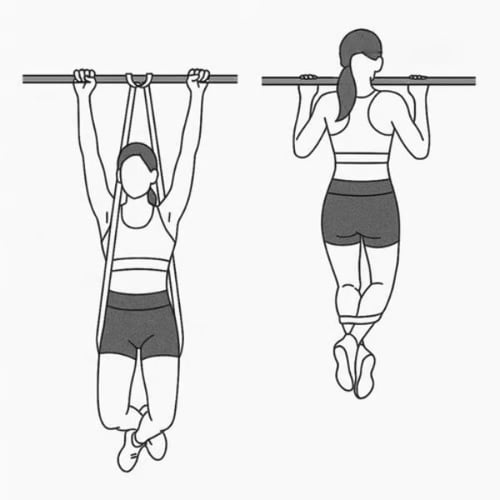Assisted pull up with resistance band step-by-step