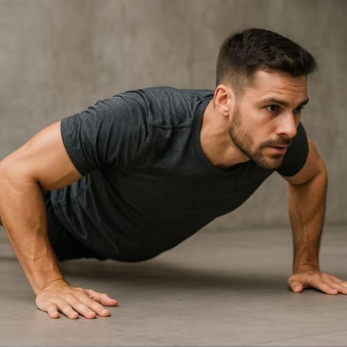 man doing push up at home