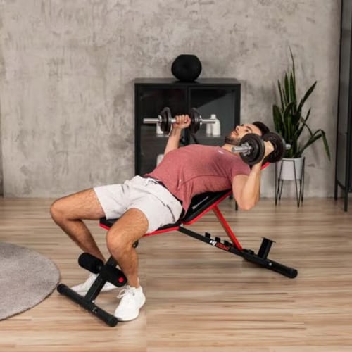 Dumbbell incline bench press on Hop-Sport weight bench