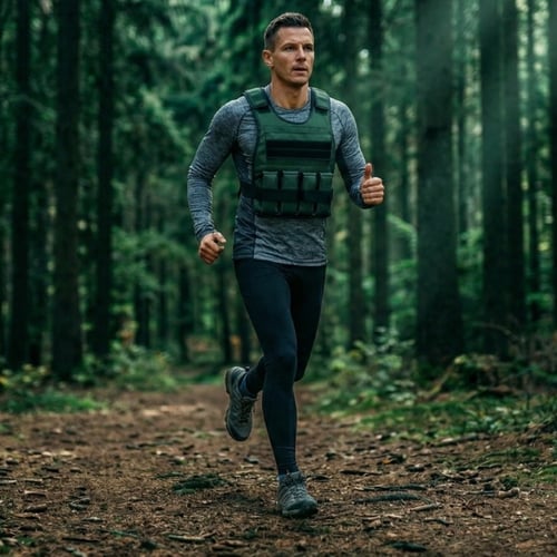 Man running in Weighted Vest