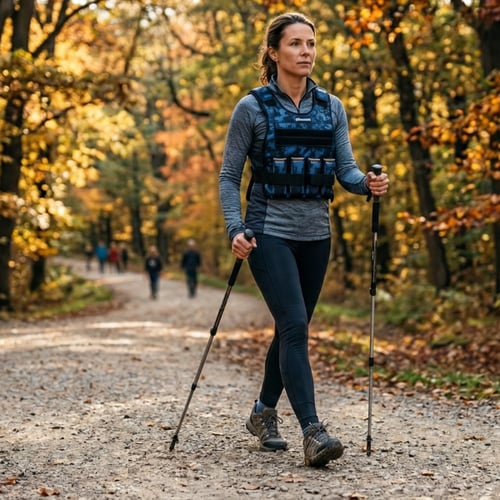 Woman strolls in Weighted Vest