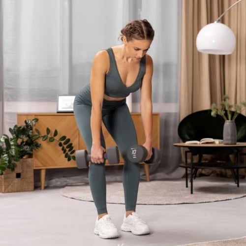 Dumbbell Romanian Deadlift with hop sport dumbbells