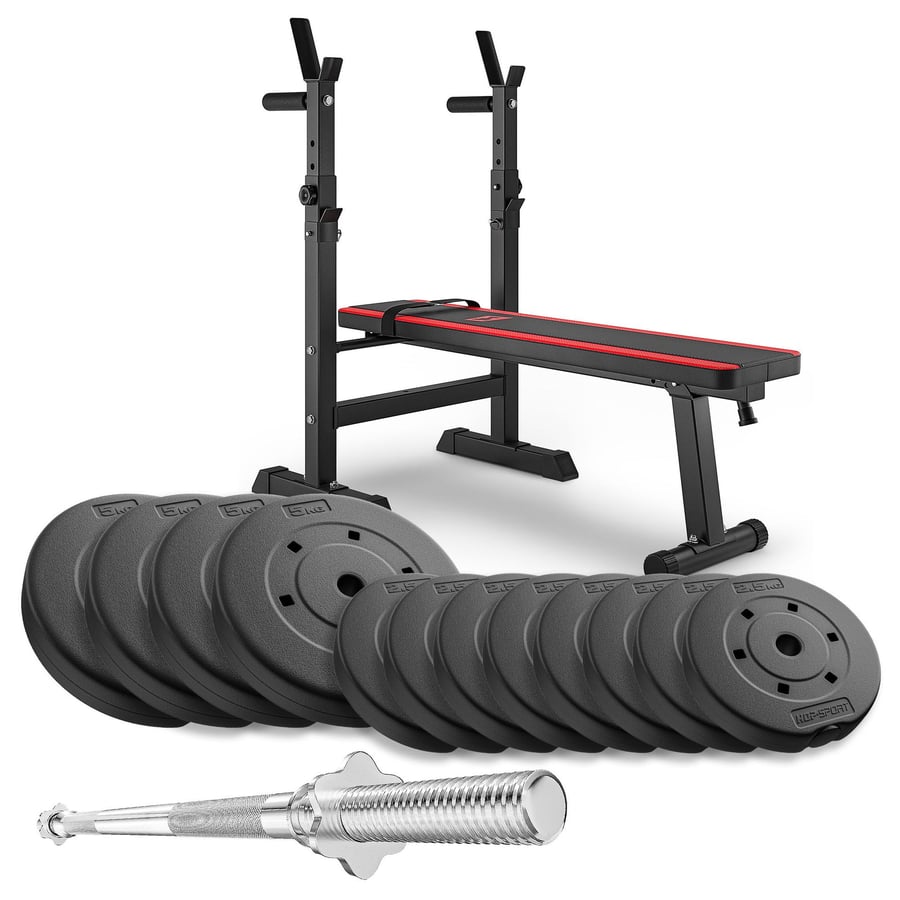 Composite Weight Plates Set 40 kg With 1080 Bench And Straight Barbell