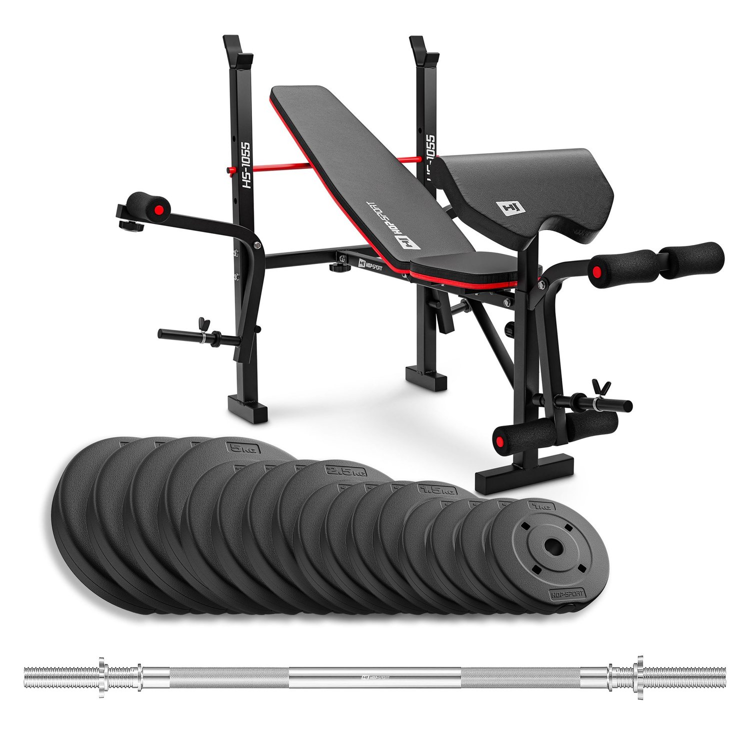 Composite Weight Plates Set 40 kg With 1055 Bench And Straight Barbell
