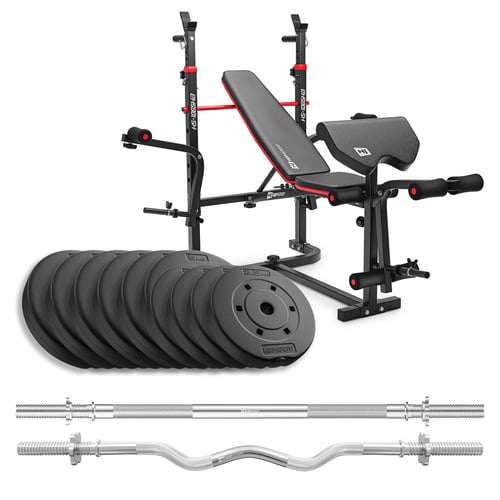 Composite Weight Plates Set 40 kg With 1065 Bench (Straight Bar, Curl Bar)_1