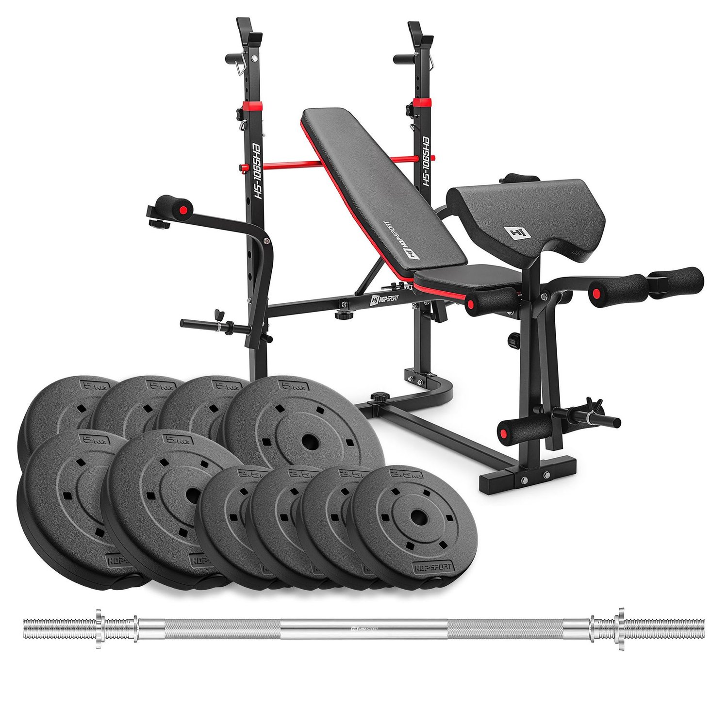 Composite Weight Plates Set 40 kg With 1065 Bench And Straight Barbell