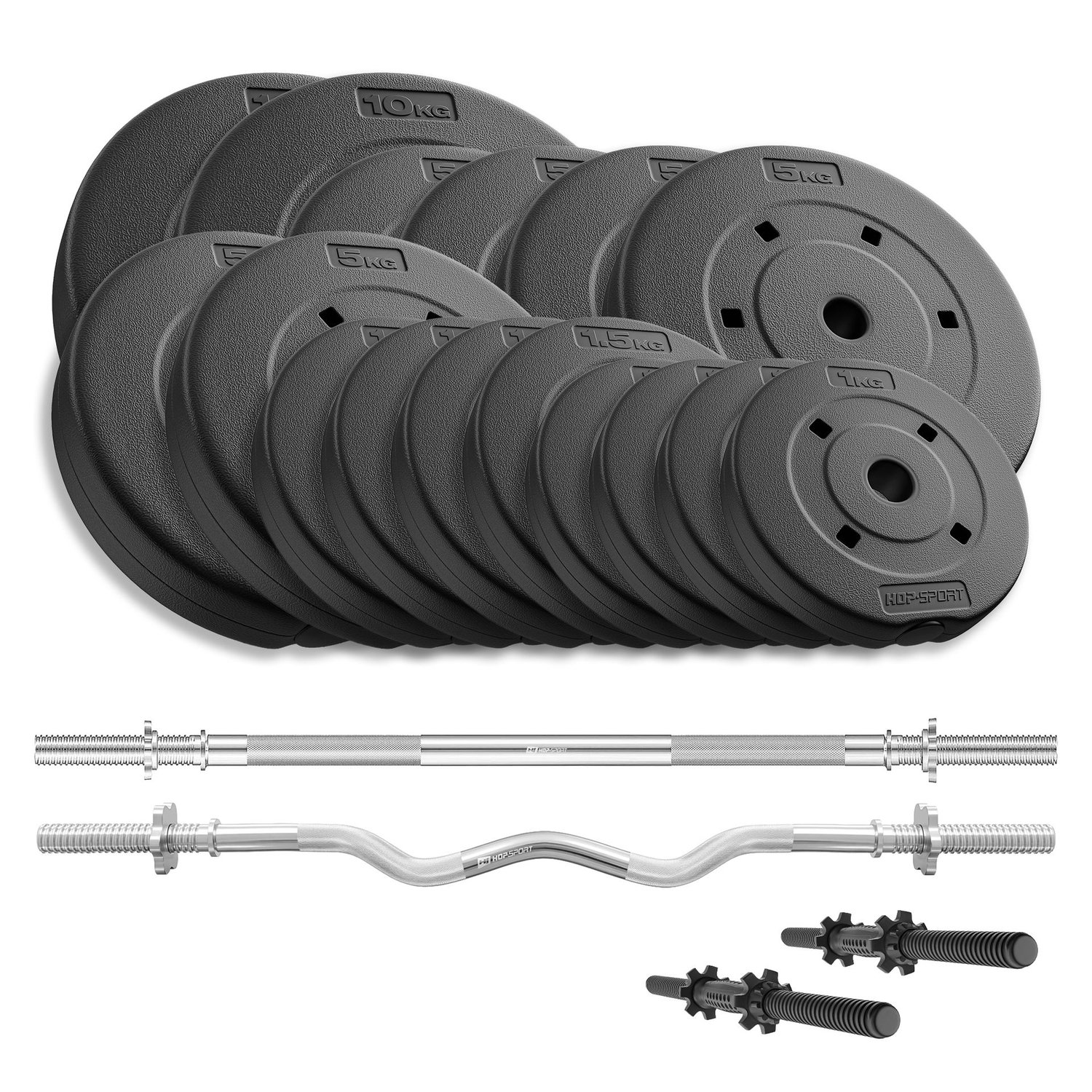 Composite Barbell & Dumbbell Set 60 kg (Straight Bar, Curl Bar, Short Bars)