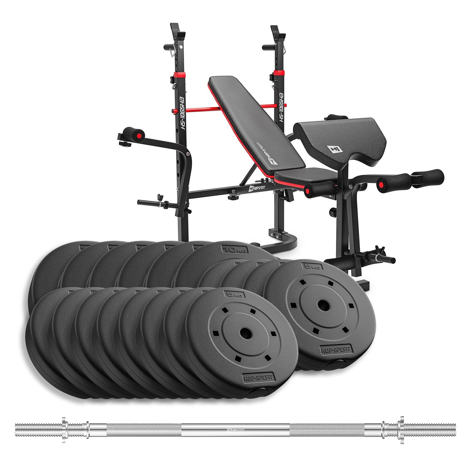 Composite Weight Plates Set 120 kg With 1065 Bench And Straight Barbell
