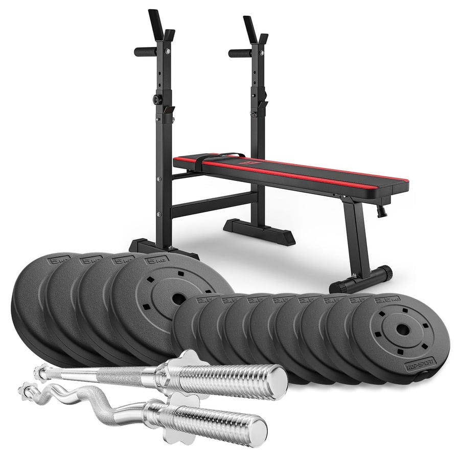 Composite Weight Plates Set 40 kg With 1080 Bench (Straight Bar, Curl Bar)